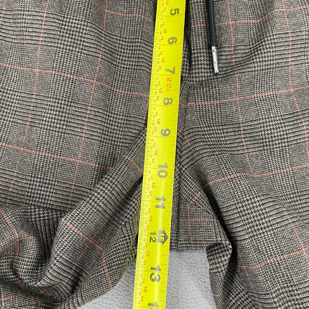 Express Extra Slim Mens Plaid Trousers Brown Glen Check Drawstring Pants Size M - Picture 8 of 10